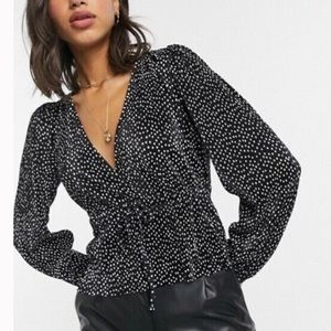 Zara Black and White Polka Dot Blouse